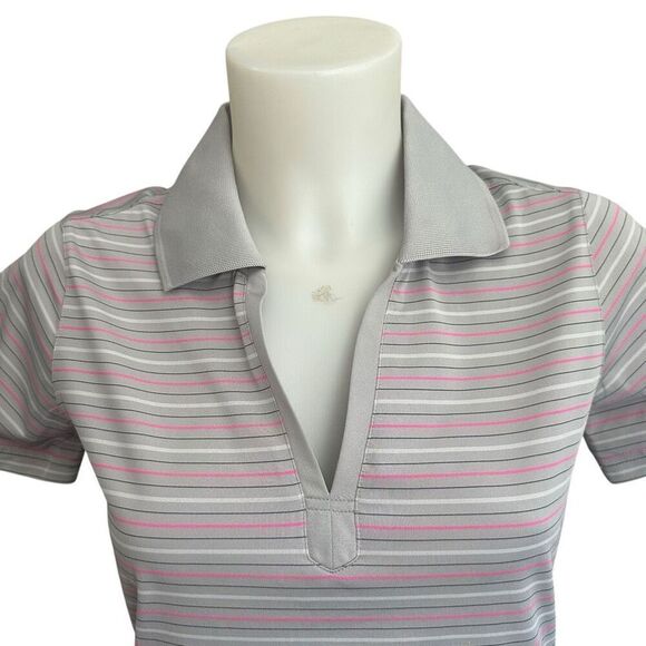 Bolle Striped Polo Shirt Women’s Short Sleeve V Neck‎ Golf Size Small - Picture 2 of 8